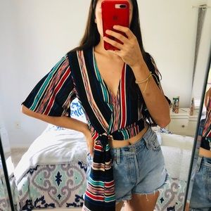 Lush Color Stripe Tie Top